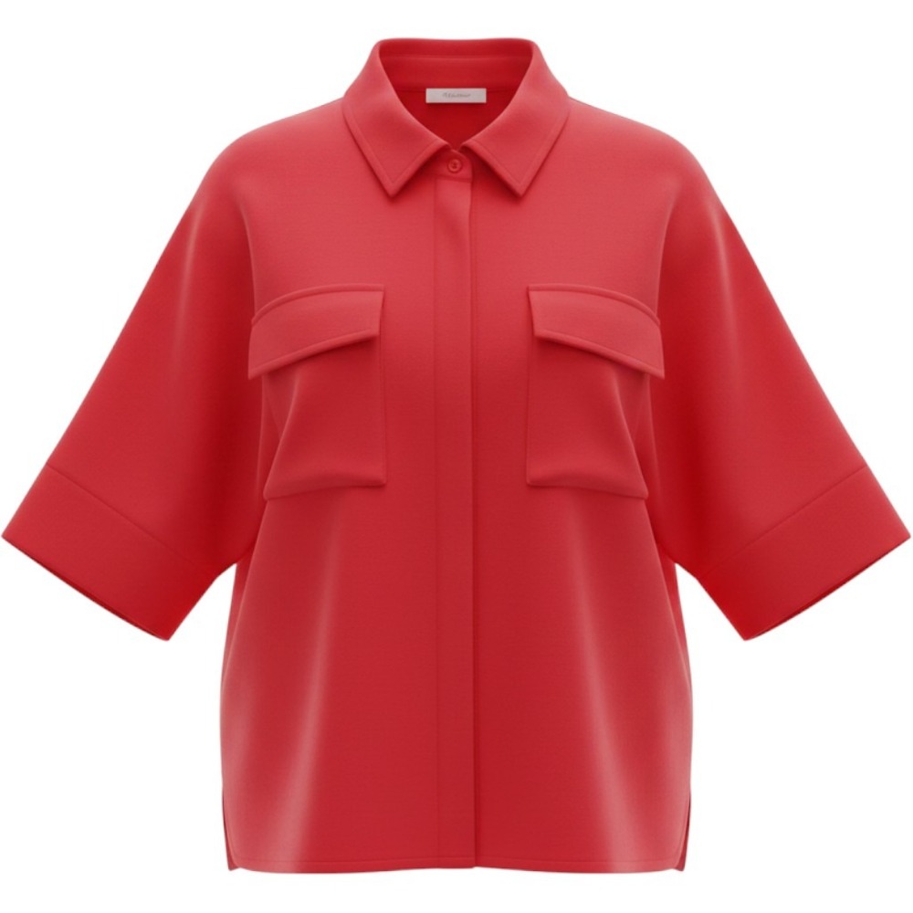 Ann Mashburn Women's Top Size‎ XS Lipstick Red Oversized Boxy Quiet Luxury NWT
